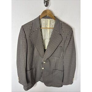 Vintage 60s Men’s 42 Brown Gingham Check Blazer Mod Ivy League Sport Coat
